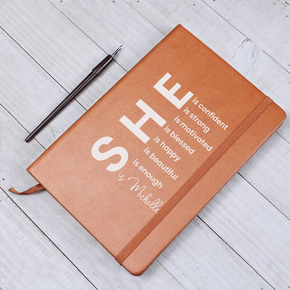 Personalized She is Strong  Leather Journal