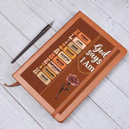 God Says I Am Bible Verse Leather Journal Gift