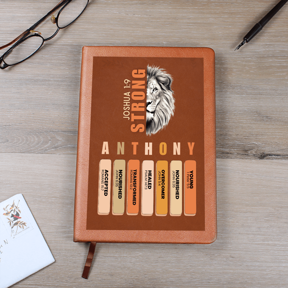 Personalized Bible Verse Leather Journal for Men
