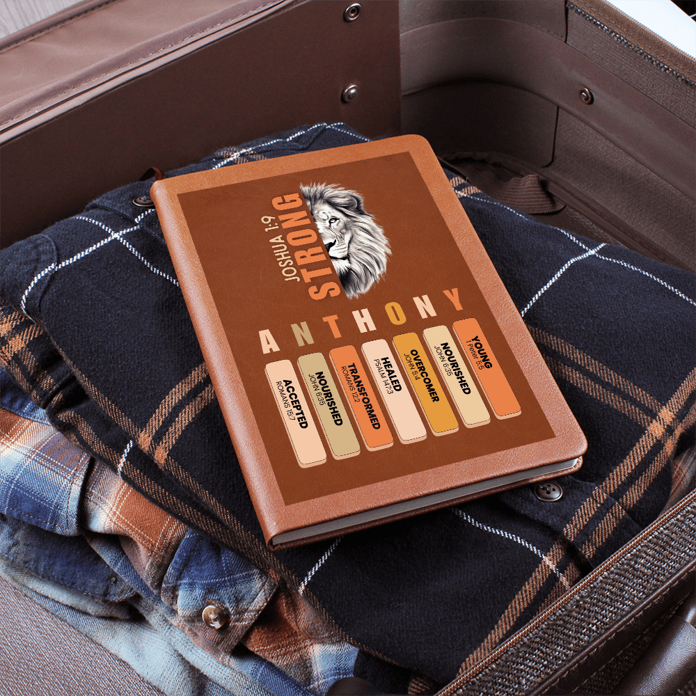 Personalized Bible Verse Leather Journal for Men