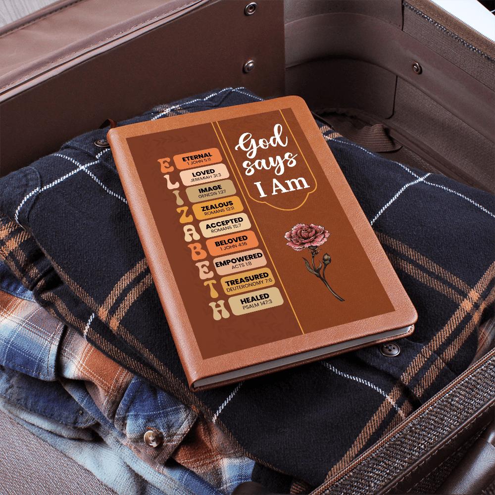 God Says I Am Bible Verse Leather Journal Gift