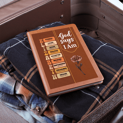 God Says I Am Bible Verse Leather Journal Gift