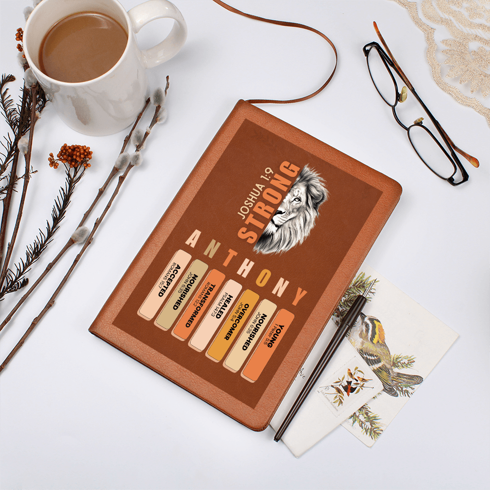 Personalized Bible Verse Leather Journal for Men