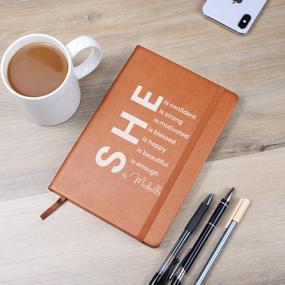 Personalized She is Strong  Leather Journal