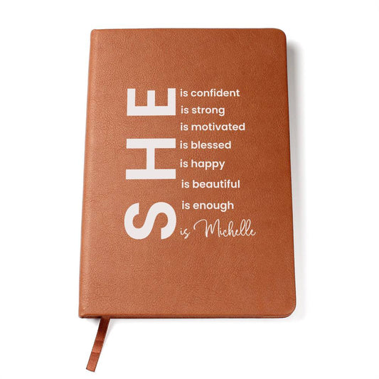 Personalized She is Strong  Leather Journal