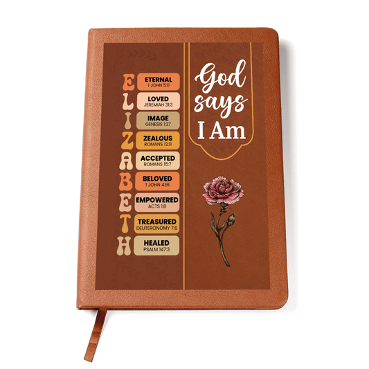 God Says I Am Bible Verse Leather Journal Gift