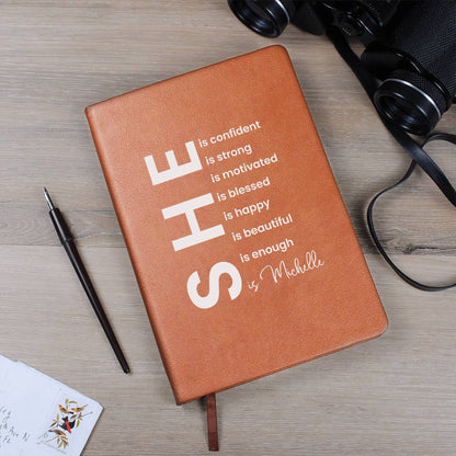 Personalized She is Strong  Leather Journal