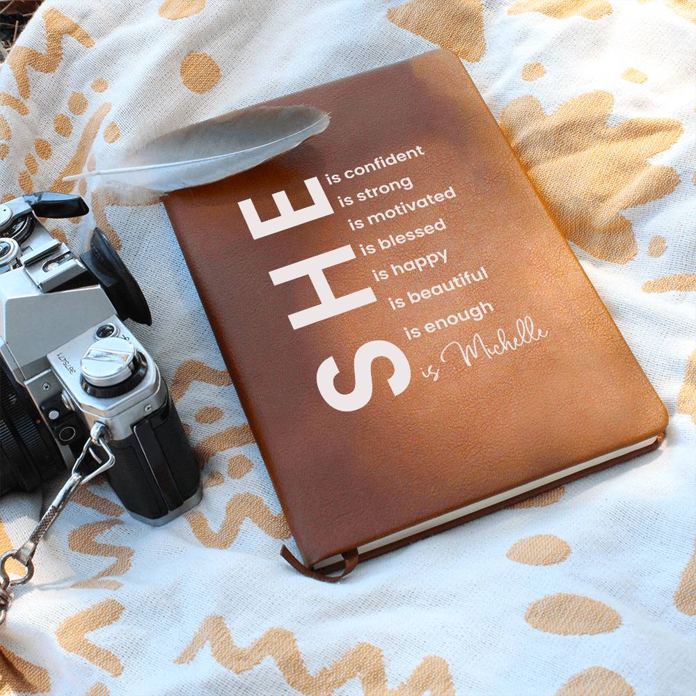 Personalized She is Strong  Leather Journal