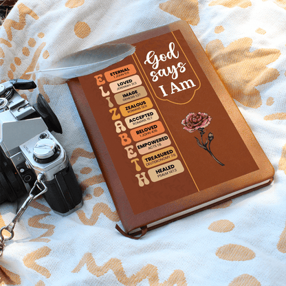 God Says I Am Bible Verse Leather Journal Gift