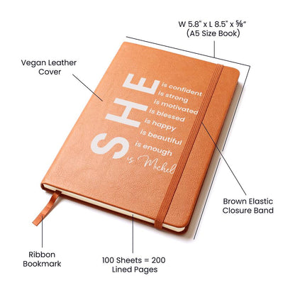 Personalized She is Strong  Leather Journal