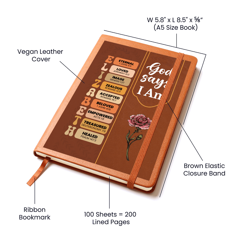 God Says I Am Bible Verse Leather Journal Gift