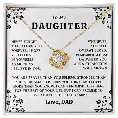 to My Daughter Love Knot Necklace Gift From Dad