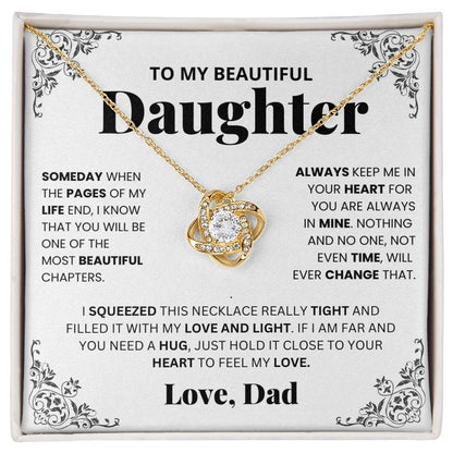 To My Daughter Love knot Necklace Gift From Dad