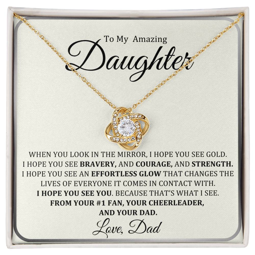 To My Daughter Love Knot Necklace Gift From Dad