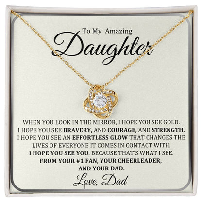 To My Daughter Love Knot Necklace Gift From Dad