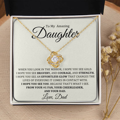 To My Daughter Love Knot Necklace Gift From Dad