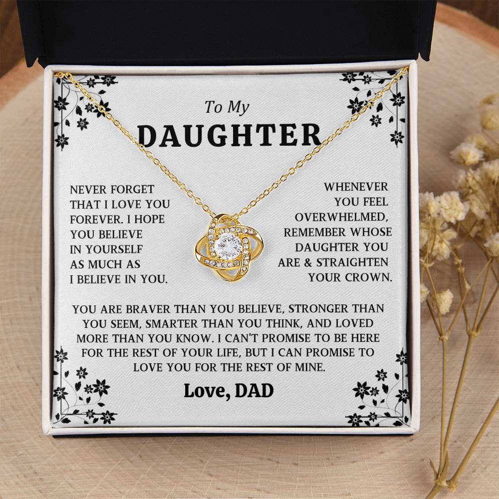 to My Daughter Love Knot Necklace Gift From Dad