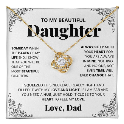 To My Daughter Love knot Necklace Gift From Dad