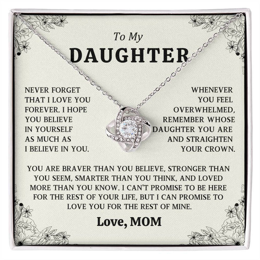 To My Daughter Love Knot Necklace From Mom Gift