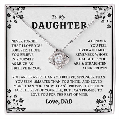 to My Daughter Love Knot Necklace Gift From Dad