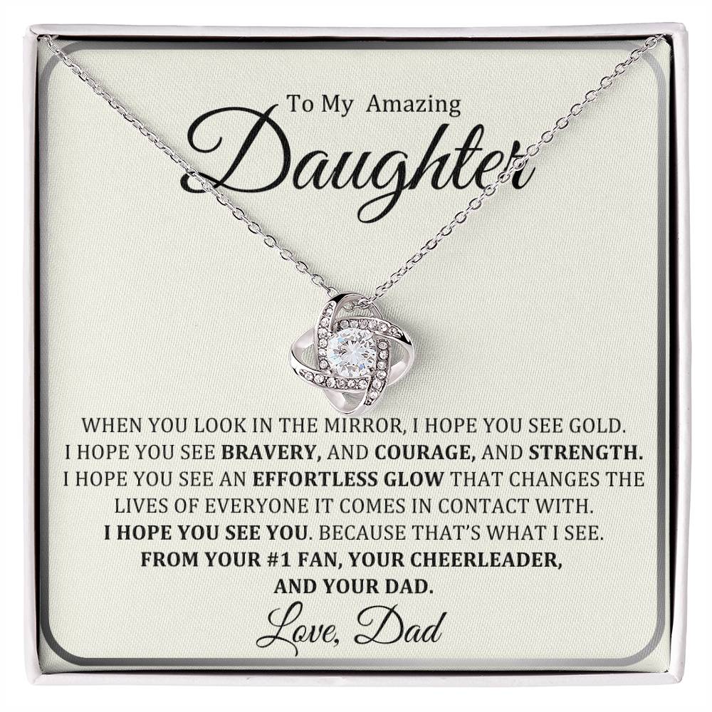 To My Daughter Love Knot Necklace Gift From Dad