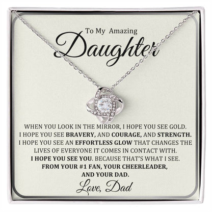 To My Daughter Love Knot Necklace Gift From Dad