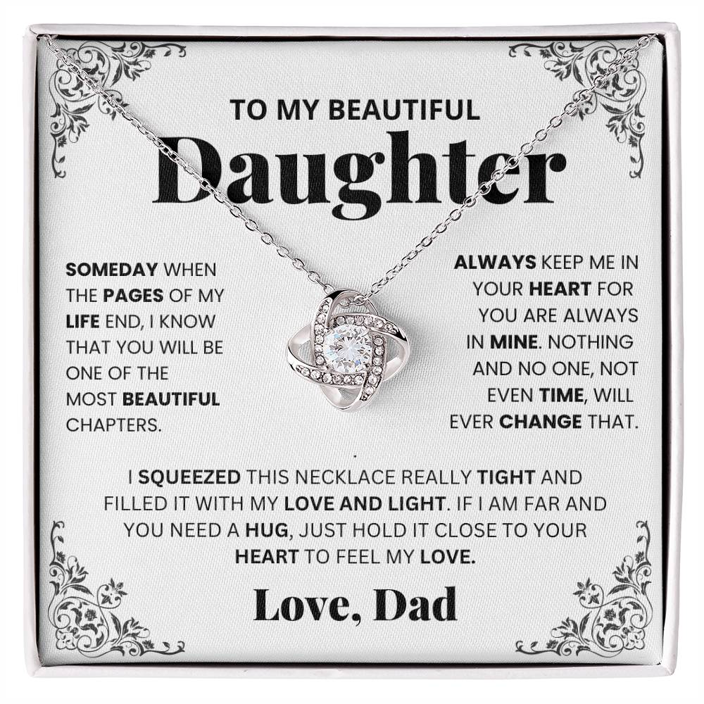 To My Daughter Love knot Necklace Gift From Dad