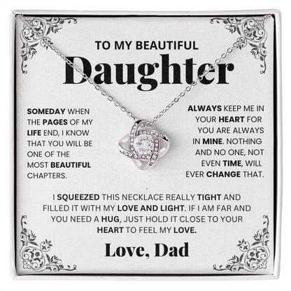 To My Daughter Love knot Necklace Gift From Dad