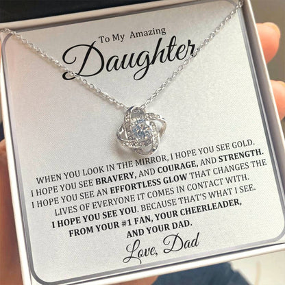 To My Daughter Love Knot Necklace Gift From Dad