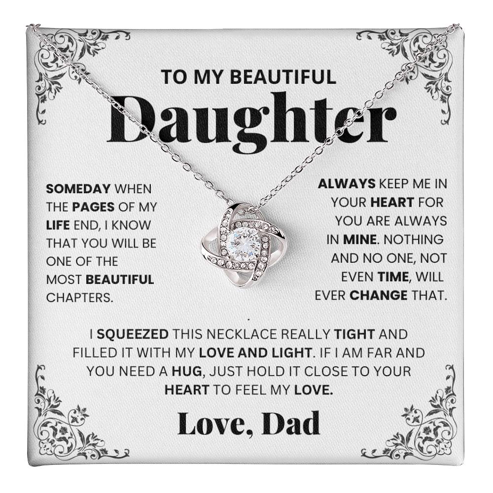 To My Daughter Love knot Necklace Gift From Dad