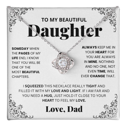 To My Daughter Love knot Necklace Gift From Dad