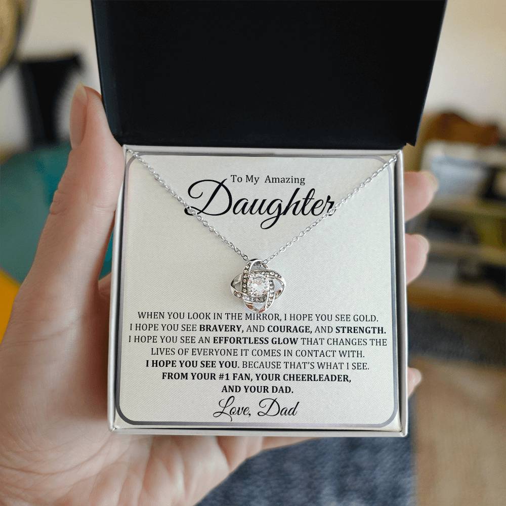 To My Daughter Love Knot Necklace Gift From Dad