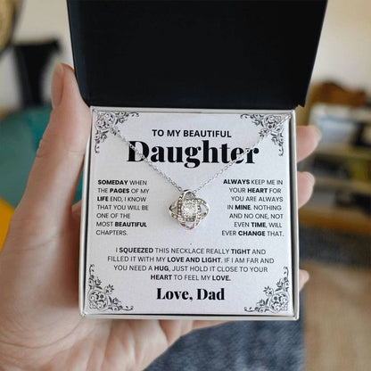 To My Daughter Love knot Necklace Gift From Dad