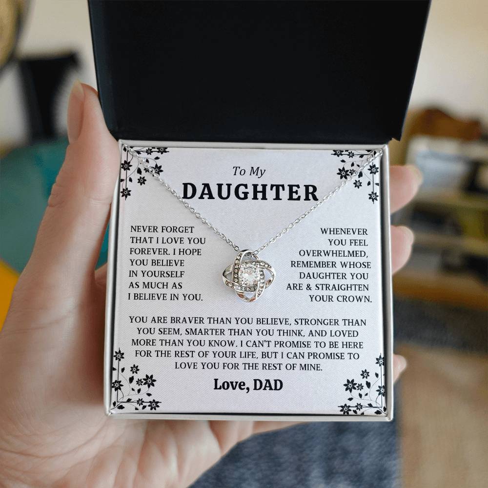 to My Daughter Love Knot Necklace Gift From Dad