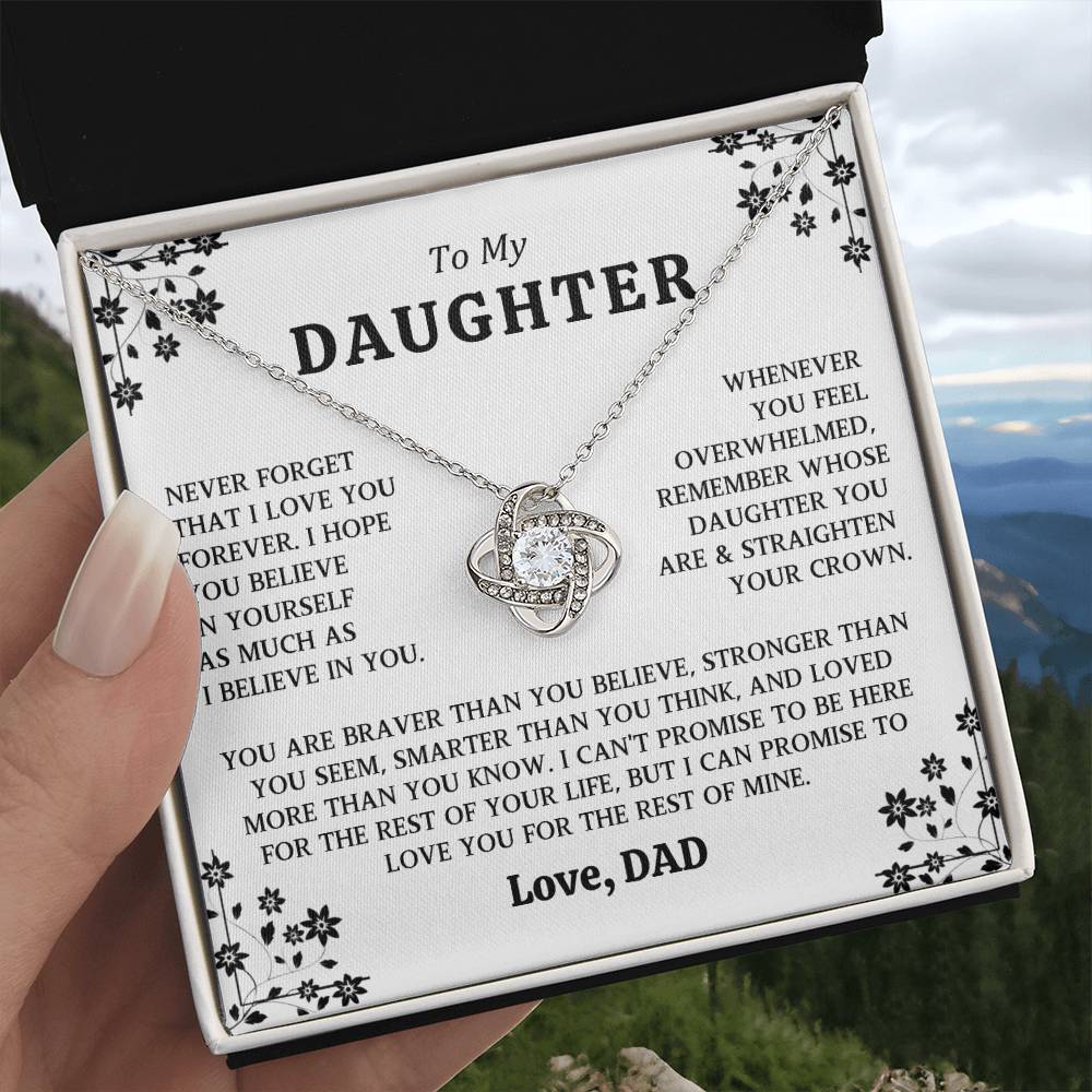 to My Daughter Love Knot Necklace Gift From Dad