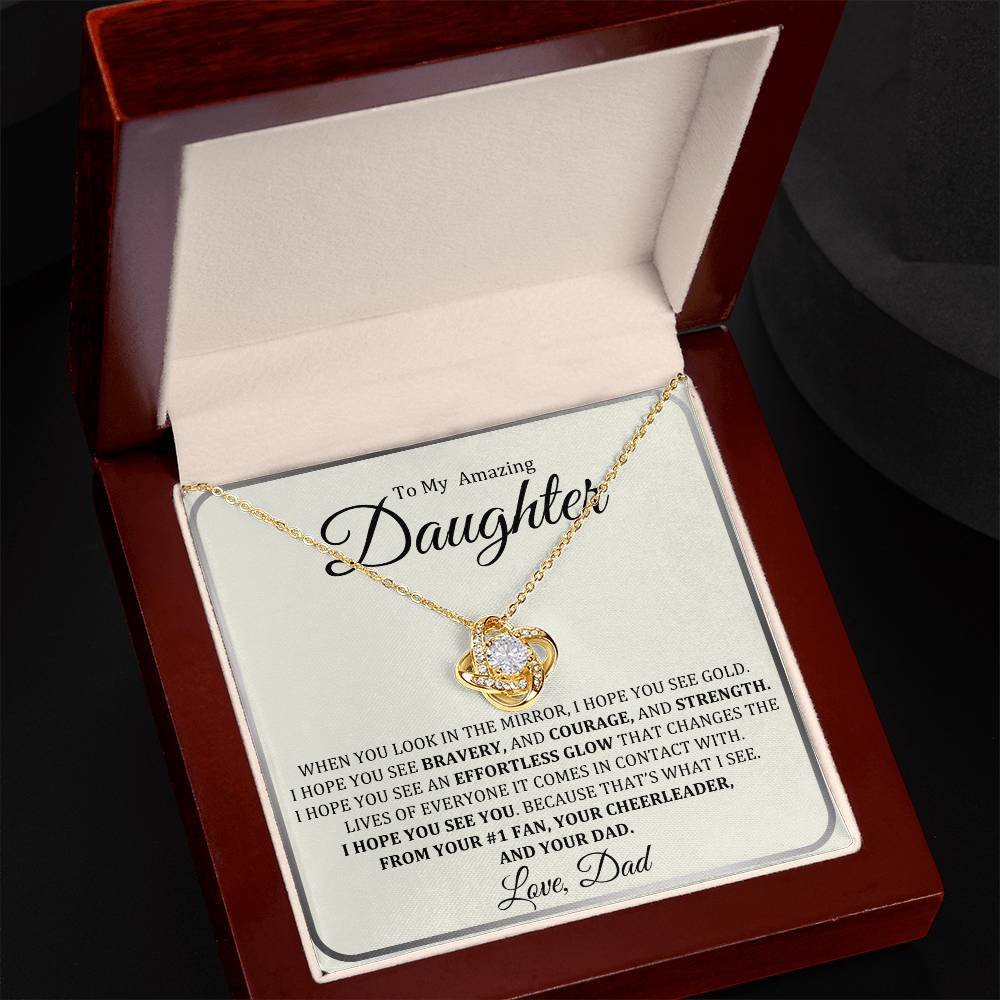 To My Daughter Love Knot Necklace Gift From Dad