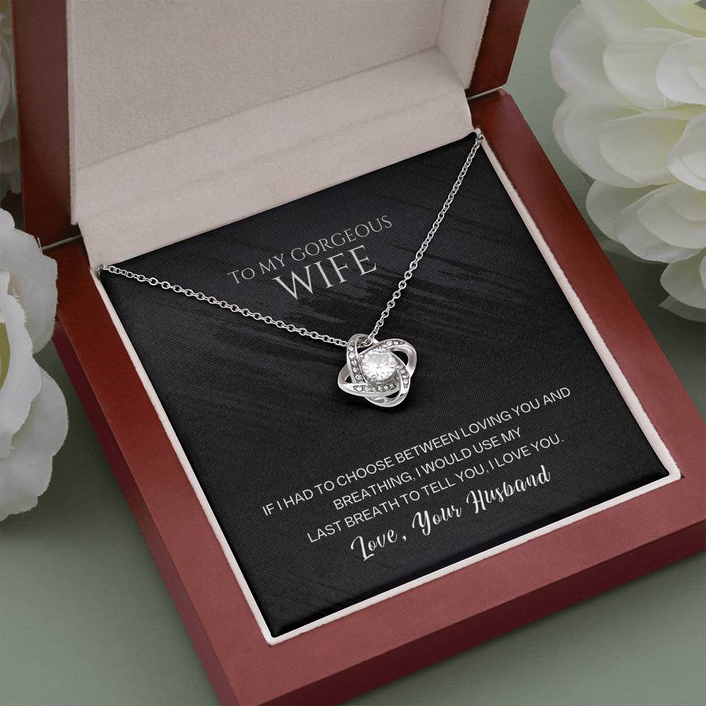 To My Gorgeous Wife Love knot Necklace Gift