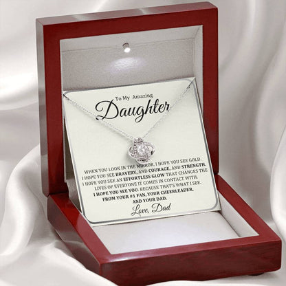 To My Daughter Love Knot Necklace Gift From Dad