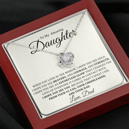 To My Daughter Love Knot Necklace Gift From Dad