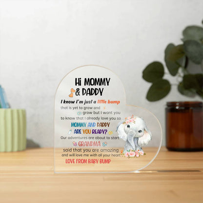 HI Mommy & Daddy Acrilic Plaque Gift for New Mom