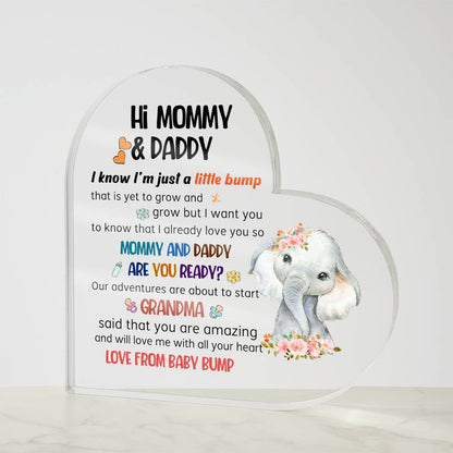 HI Mommy & Daddy Acrilic Plaque Gift for New Mom