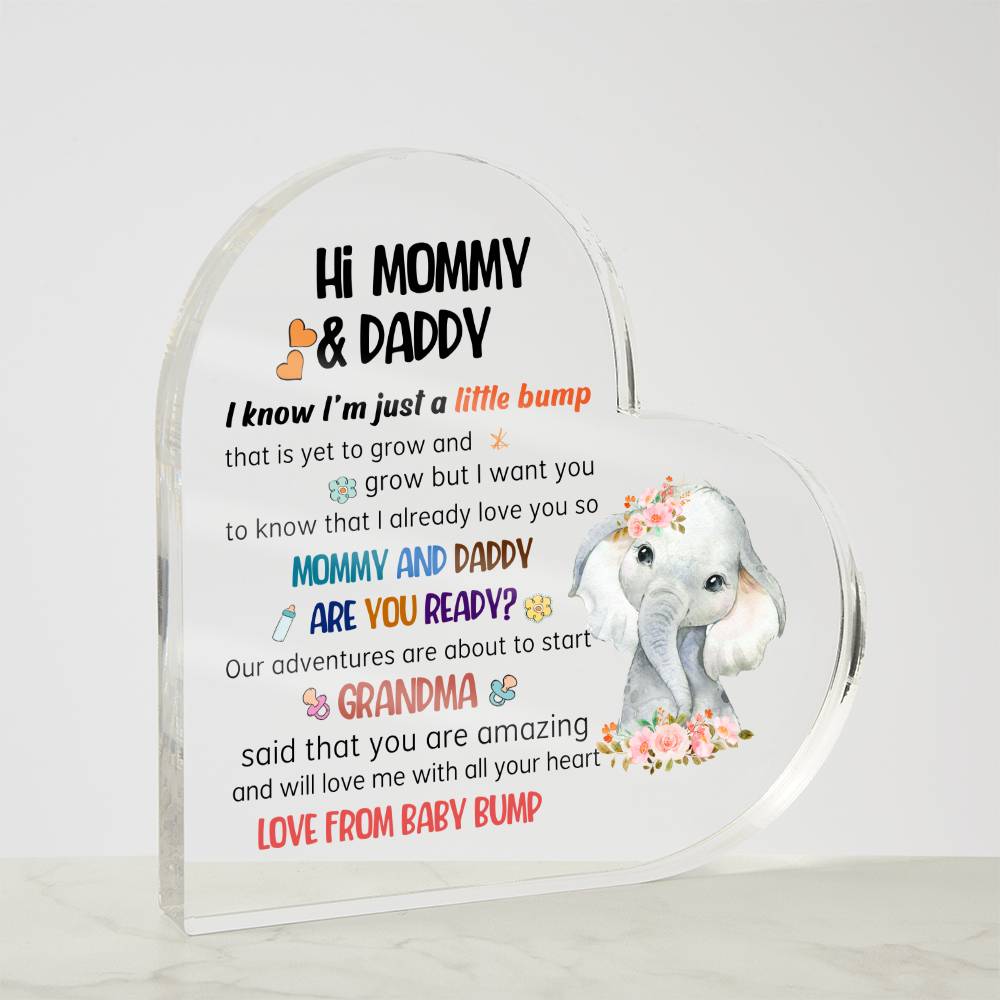 HI Mommy & Daddy Acrilic Plaque Gift for New Mom