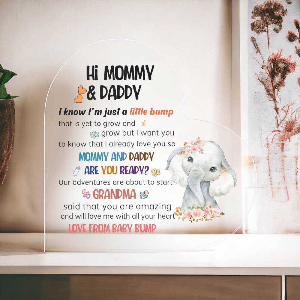 HI Mommy & Daddy Acrilic Plaque Gift for New Mom