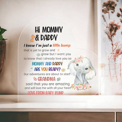 HI Mommy & Daddy Acrilic Plaque Gift for New Mom