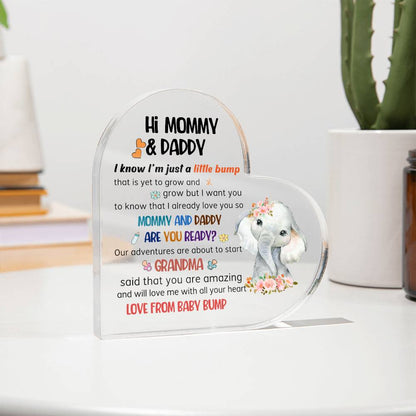 HI Mommy & Daddy Acrilic Plaque Gift for New Mom