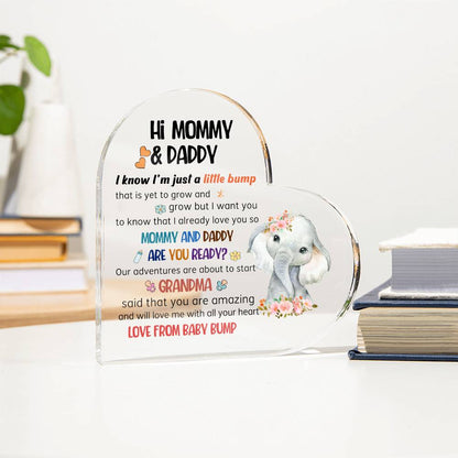 HI Mommy & Daddy Acrilic Plaque Gift for New Mom