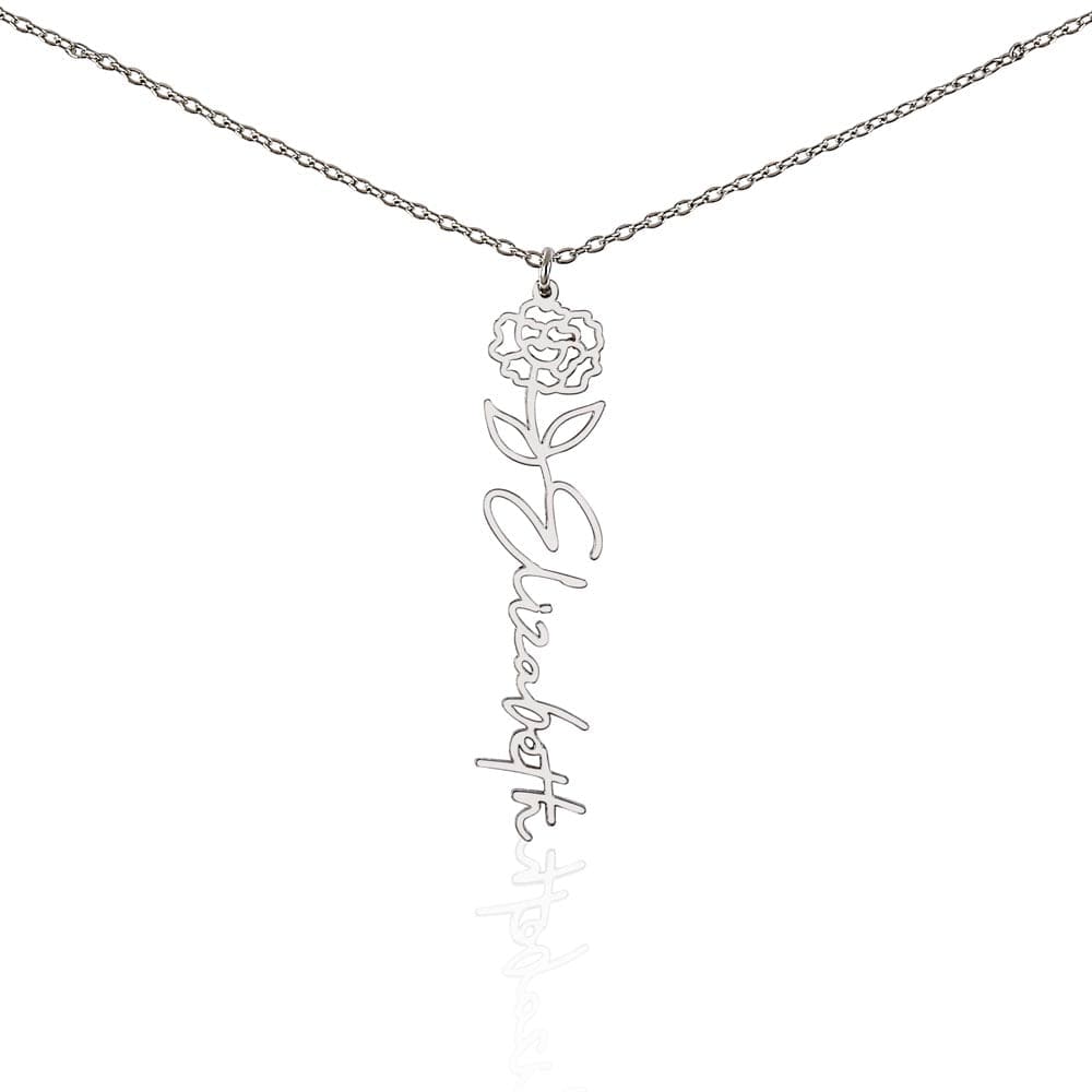 Personalized Name Birth Flower Necklace For Her