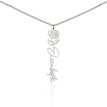 Personalized Name Birth Flower Necklace For Her