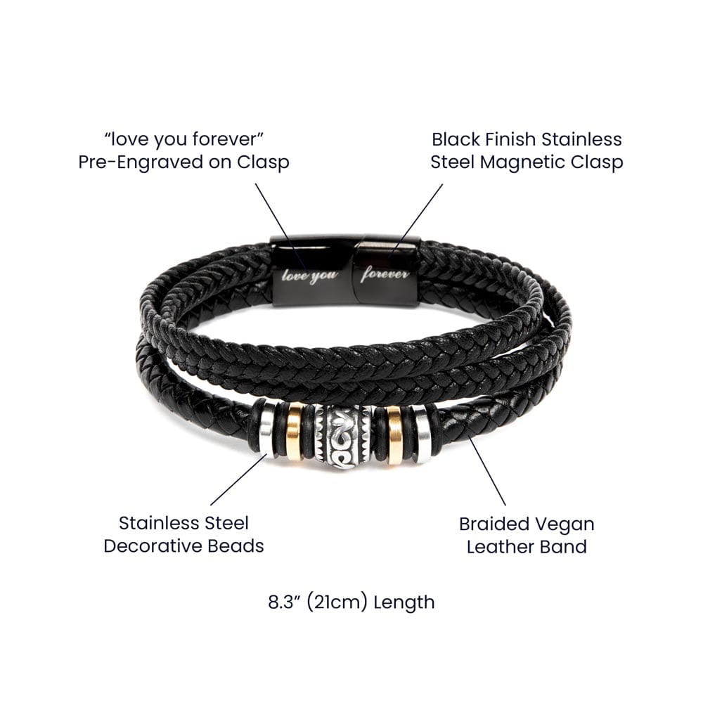 To My Men Black Leather Bracelet