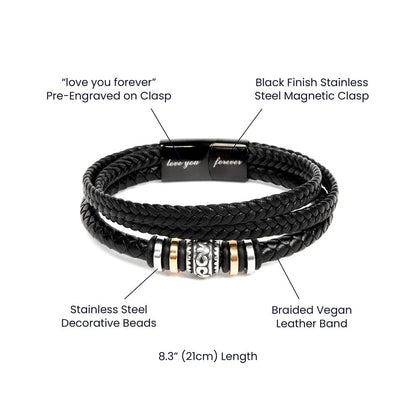 To My Men Black Leather Bracelet